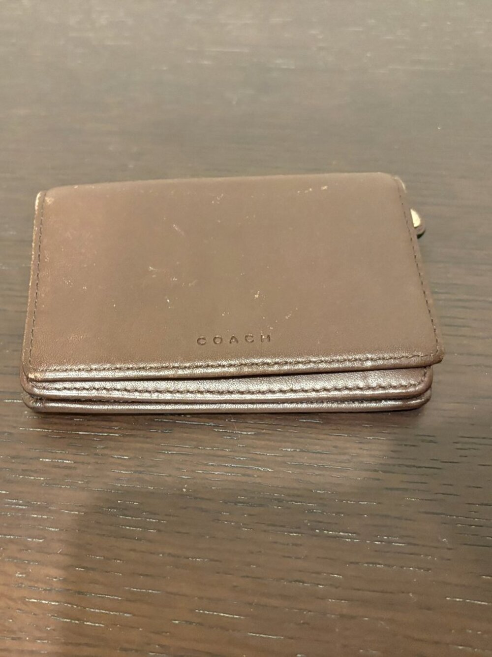 Coach Brown Smooth Leather Slim Compact Card Case Wallet